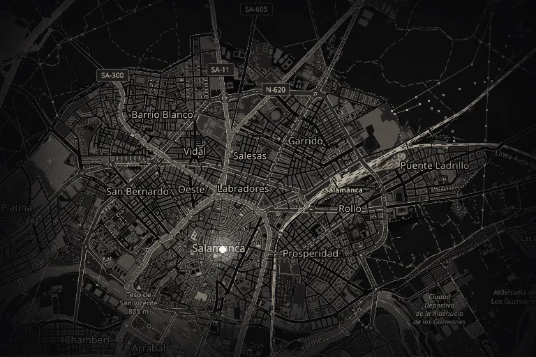 Mapa de Salamanca con el estudio señalado en el centro de la ciudad