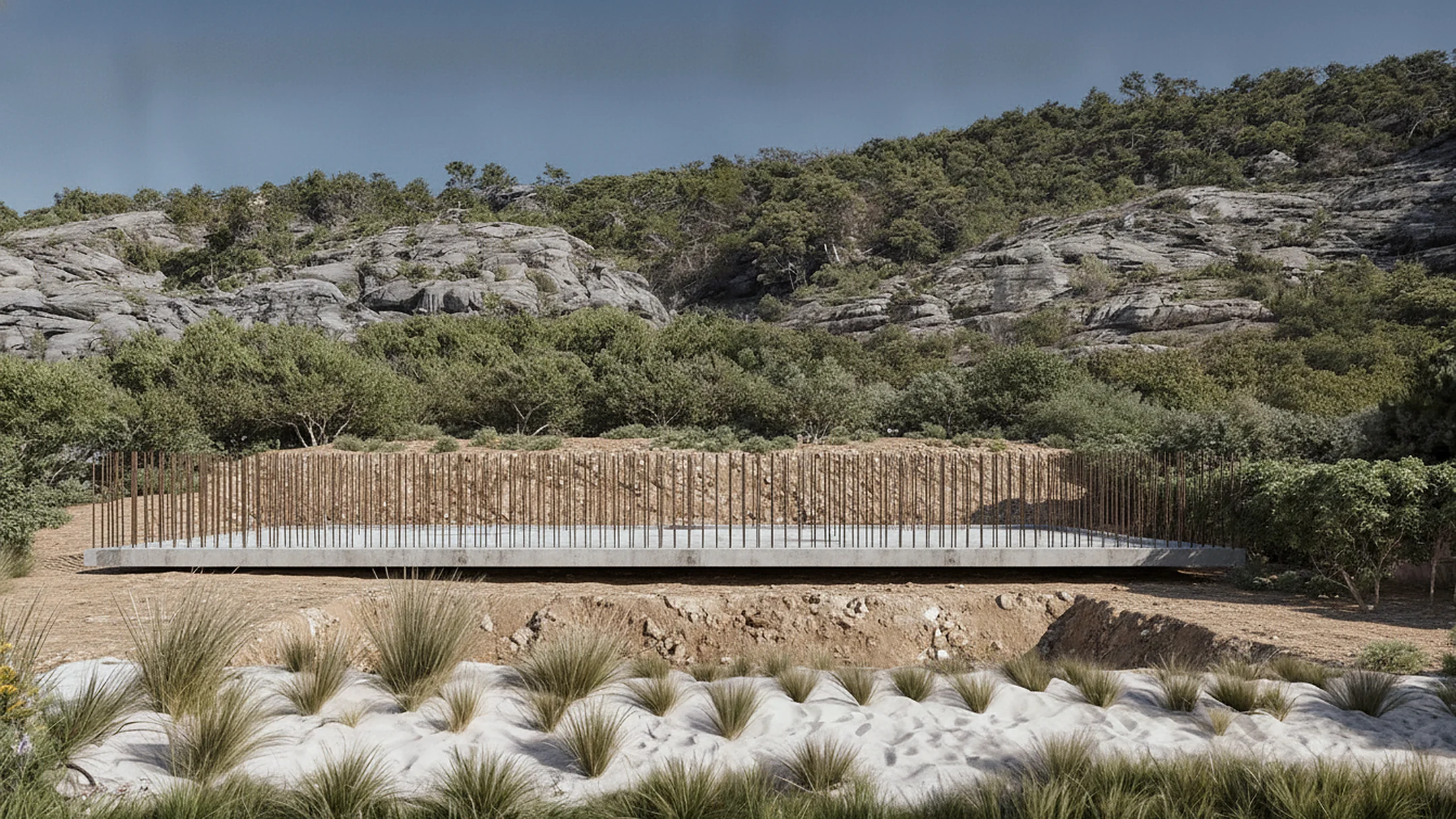 La misma parcela con la excavación y la losa de cimentación ejecutadas